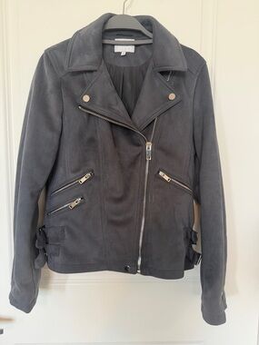 Women's Charcoal Suede Moto Jacket